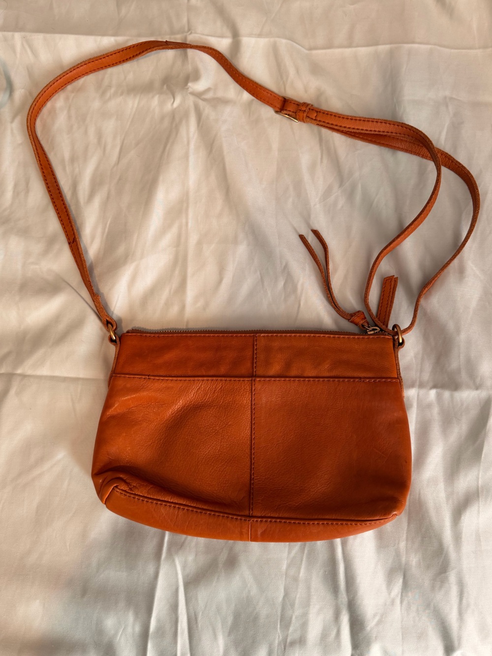 margot Orange Leather Crossbody Purse